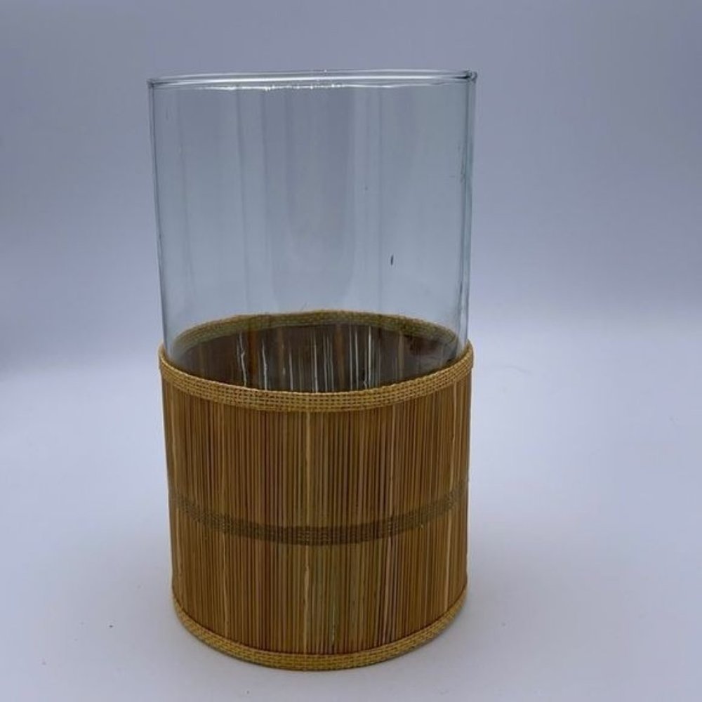 Bath Body Works Bamboo Straw Glass Candle Holder VINTAGE